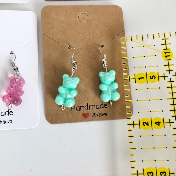 New Set of 6 Pairs of Colourful Gummy Bear Earrings Multiple Cute Unique Gifts - Picture 9 of 9